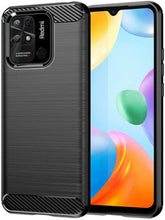 Xiaomi Redmi 10C Case, Carbon Fibre Cover & Glass Screen Protector