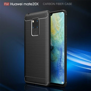 Huawei Mate 20 X (5G) Case Carbon Fibre Cover & Glass Screen Protector