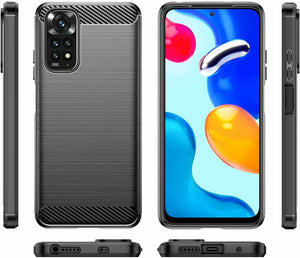 Xiaomi Redmi Note 11 Pro Case Carbon Fibre Cover & Glass Screen Protector