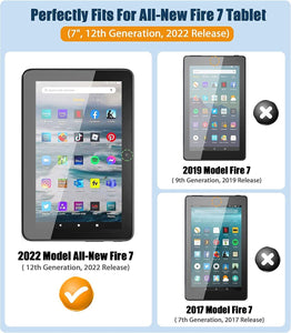 Amazon Fire 7" 12th Generation / 2022 Case Leather Folio Stand Tablet Cover