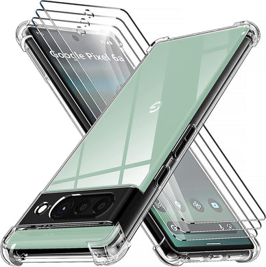 Google Pixel 6a Case Clear Shockproof Cover & 2X Glass Screen Protector