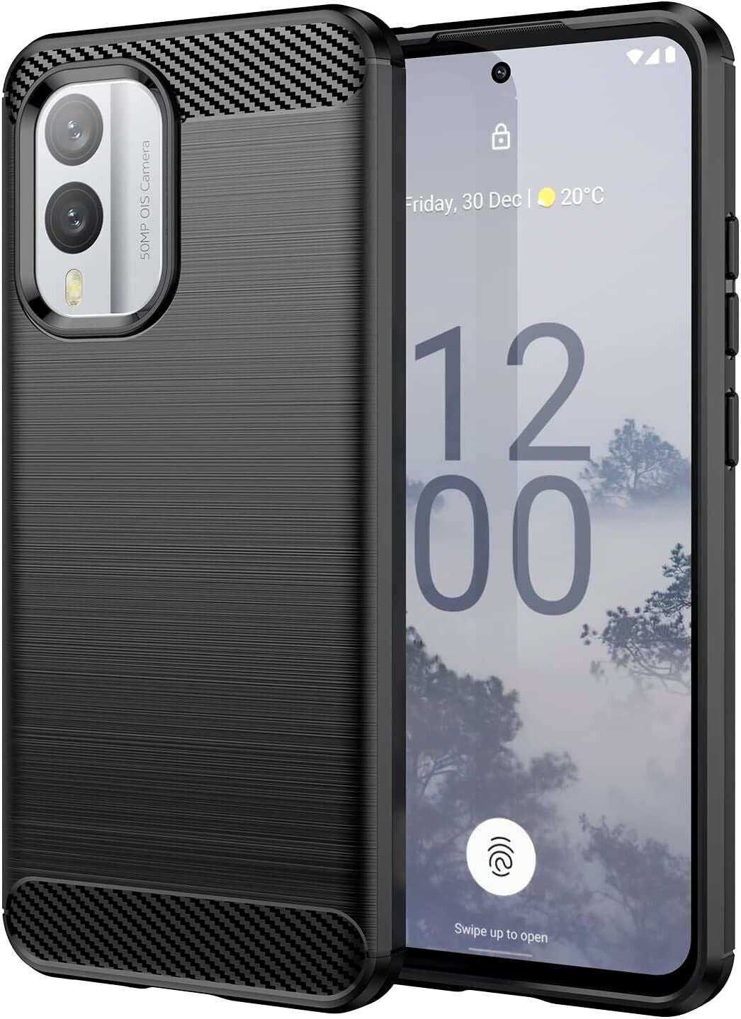 Nokia X30 / X30 5G Case, Carbon Fibre Cover & Glass Screen Protector