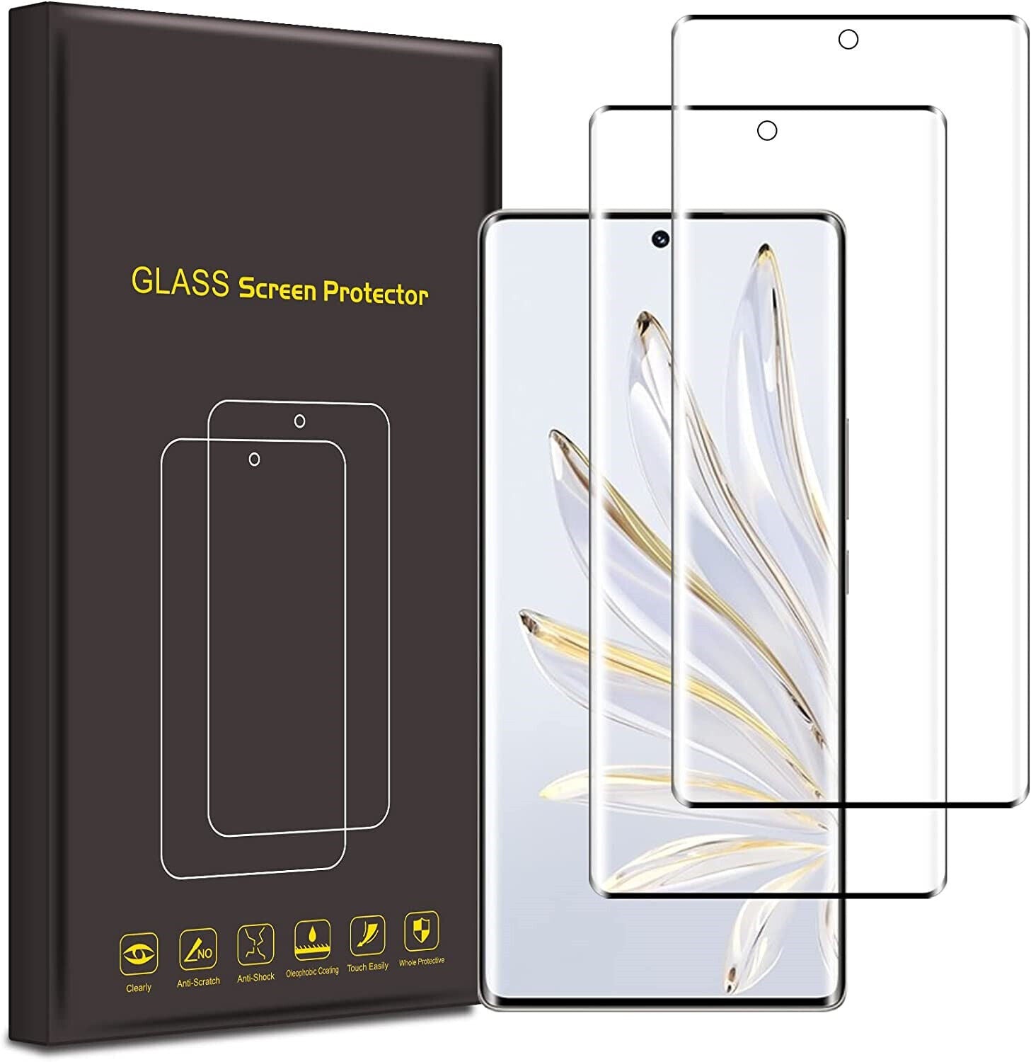 2 Pack Honor 70 Glass Screen Protector Full Coverage