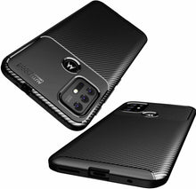Motorola Moto G20 Case Carbon Slim Cover & Glass Screen Protector