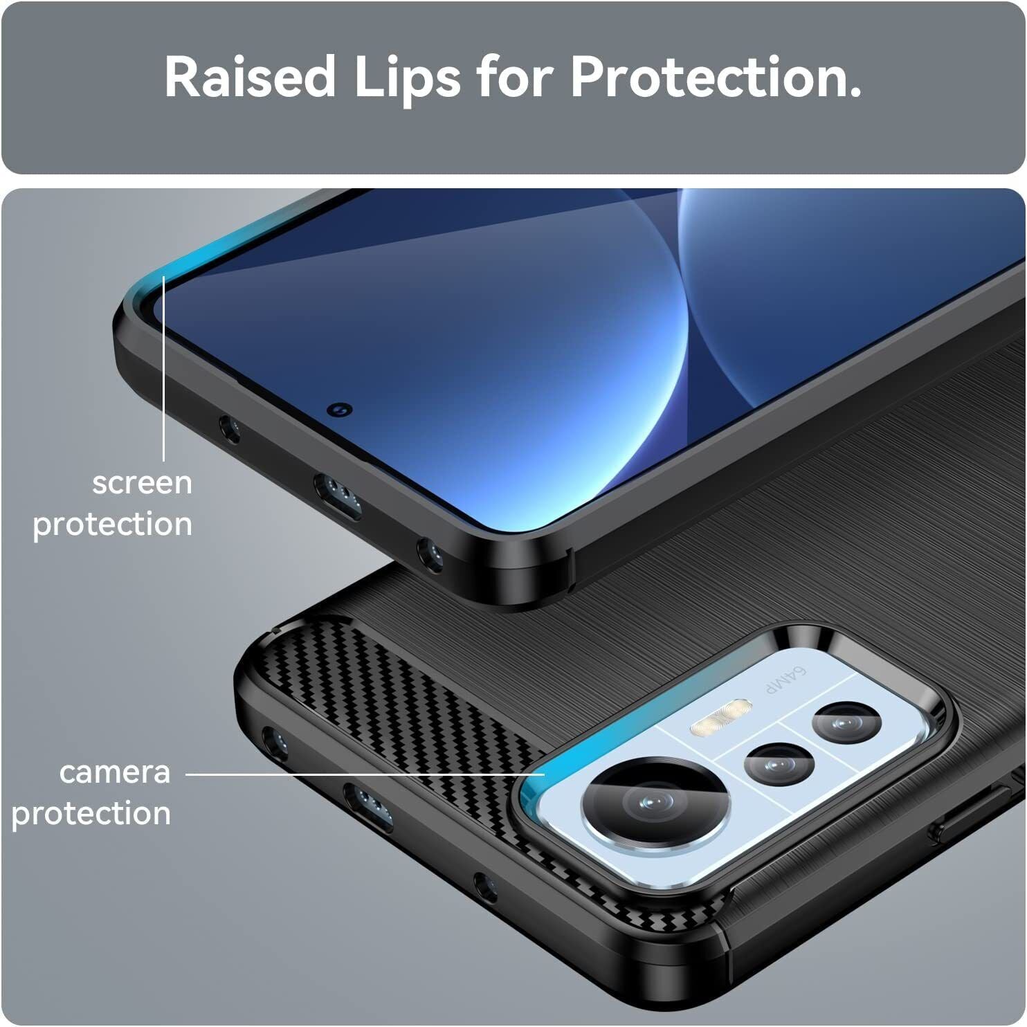 Xiaomi 12 Lite Case Carbon Fibre Gel Cover Ultra Slim Shockproof