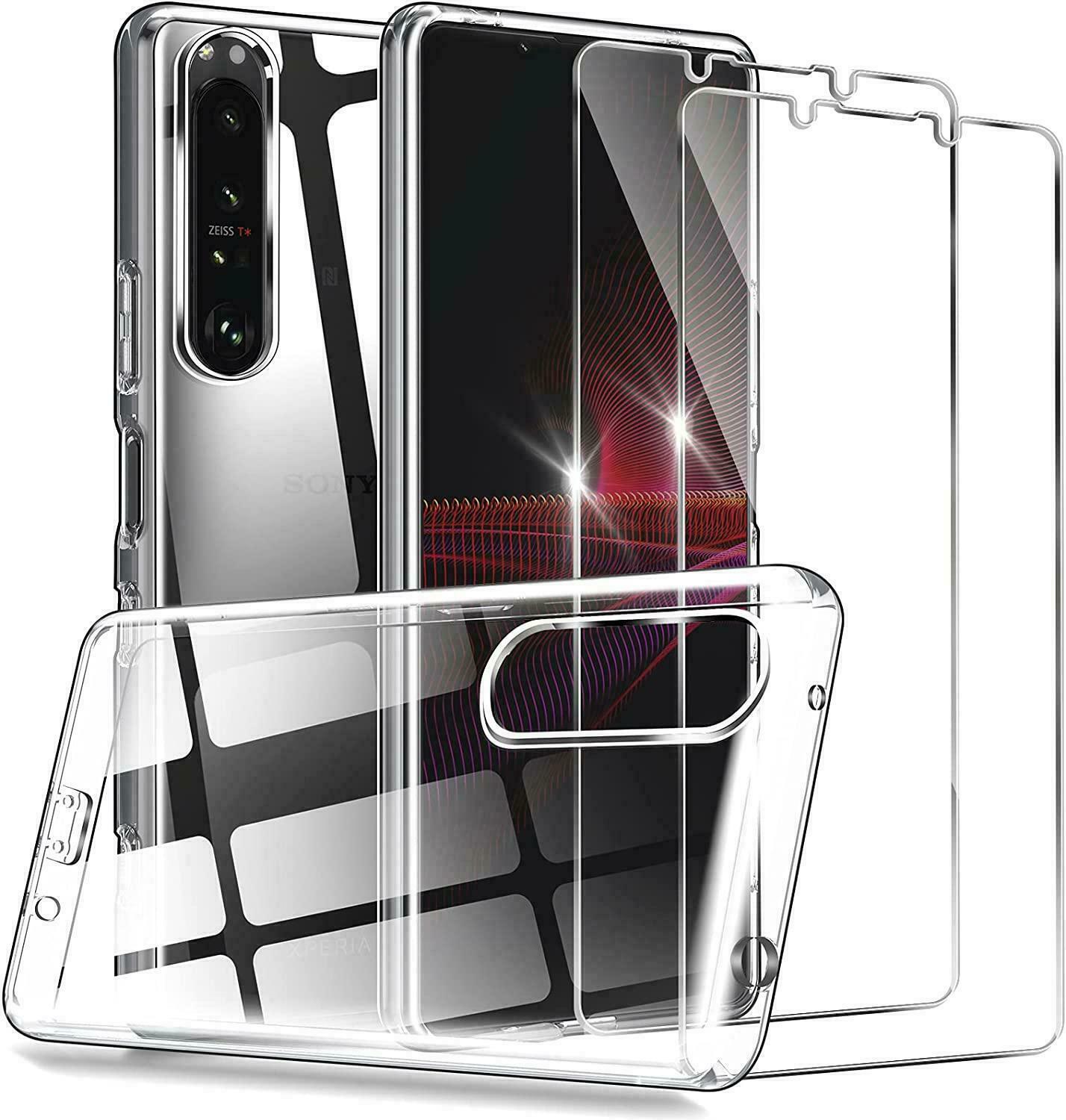 Sony Xperia 5 IV Case Clear Gel Cover & Glass Screen Protector