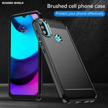 Motorola Moto E20 Case Carbon Fibre Cover & Glass Screen Protector