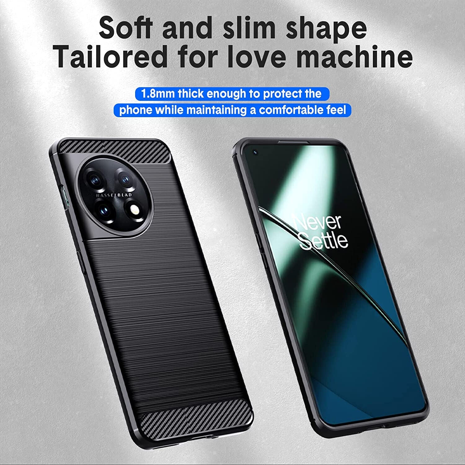 OnePlus 11 Case , Carbon Gel Phone Cover Ultra Slim Shockproof