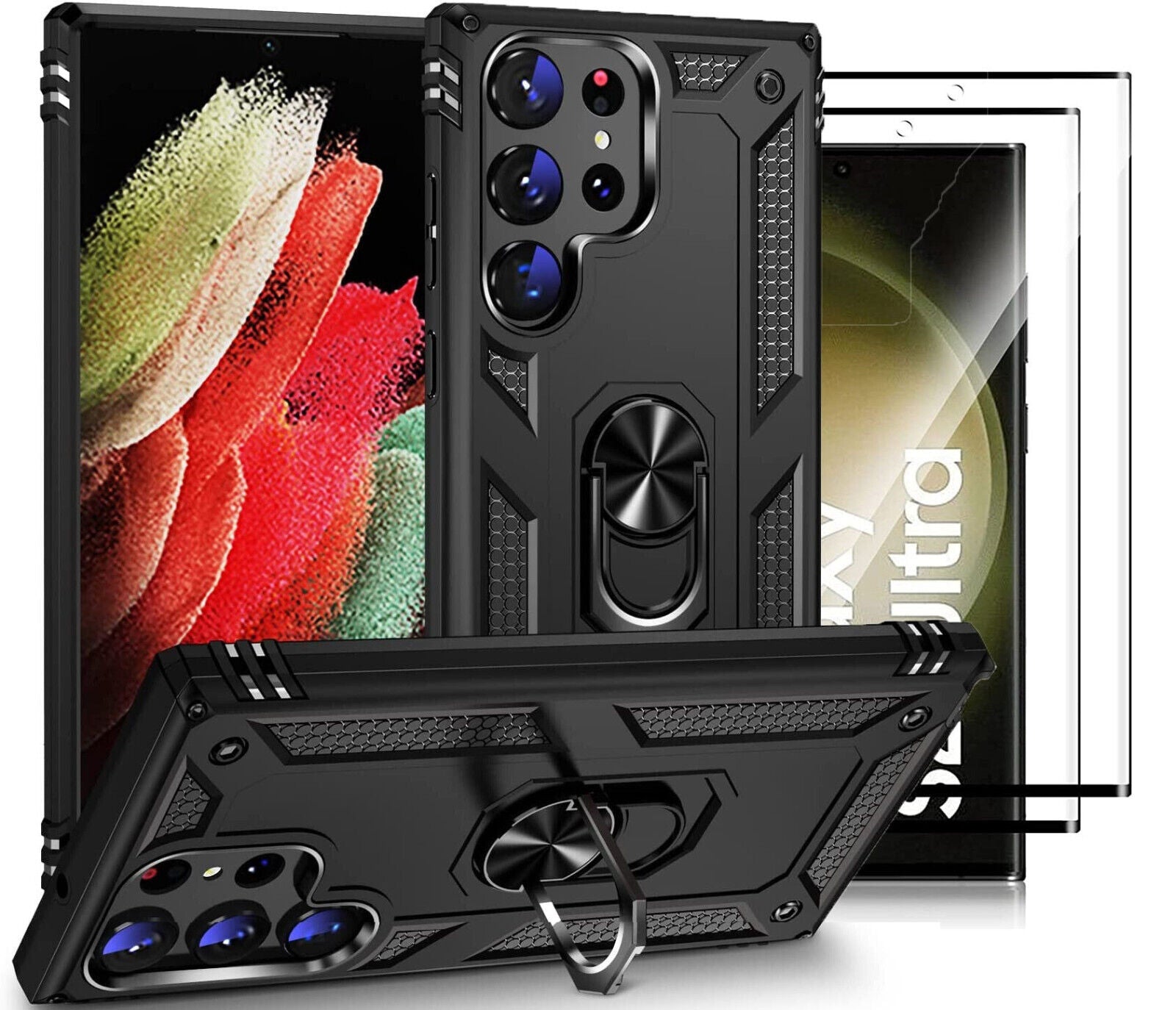 Samsung Galaxy S23 Ultra Case, Kickstand Phone Cover & Screen Protector Ring