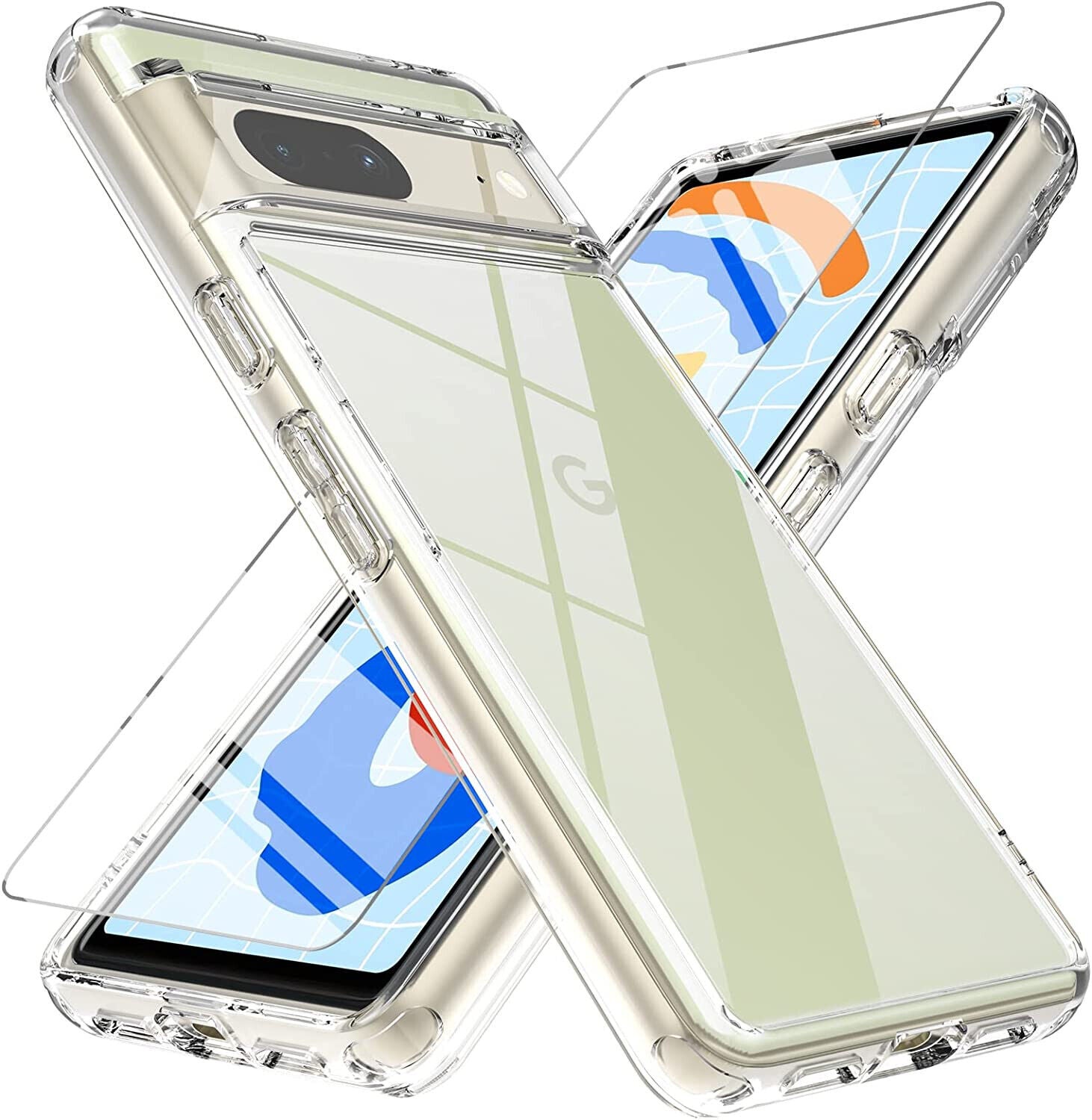 Google Pixel 7 Case Clear Gel Cover & Glass Screen Protector