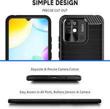 Xiaomi Redmi 10C Case, Carbon Fibre Cover & Glass Screen Protector