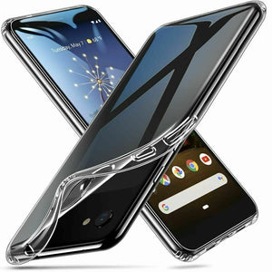 Google Pixel 3a Case Clear Slim Gel Cover & Glass Screen Protector