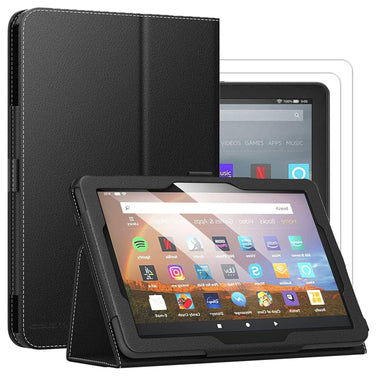 AMAZON Fire HD 8 Plus 2020 Case,  Leather Folio Stand Cover Screen Protector