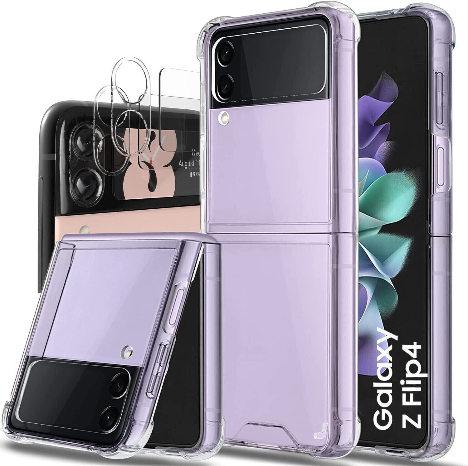 Samsung Galaxy Z Flip 4 Case Clear Silicone Gel Hard Cover &Camera Protector