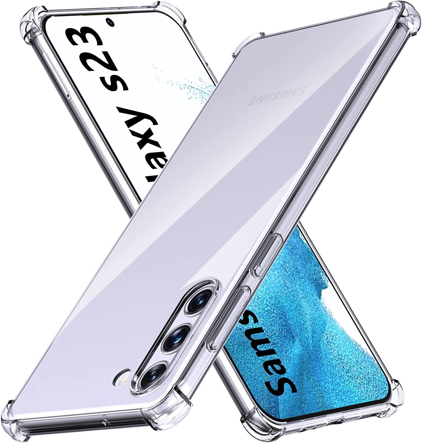 Samsung Galaxy S23 Case, Clear Shockproof  Cover &Glass Screen Protector