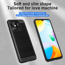 Xiaomi Redmi 10C Case, Carbon Fibre Cover & Glass Screen Protector