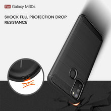 Samsung Galaxy M30s Case Carbon Fibre Cover & Glass Screen Protector