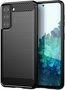 Samsung Galaxy S21 Series Case Carbon Fibre Cover & Glass Screen Protector