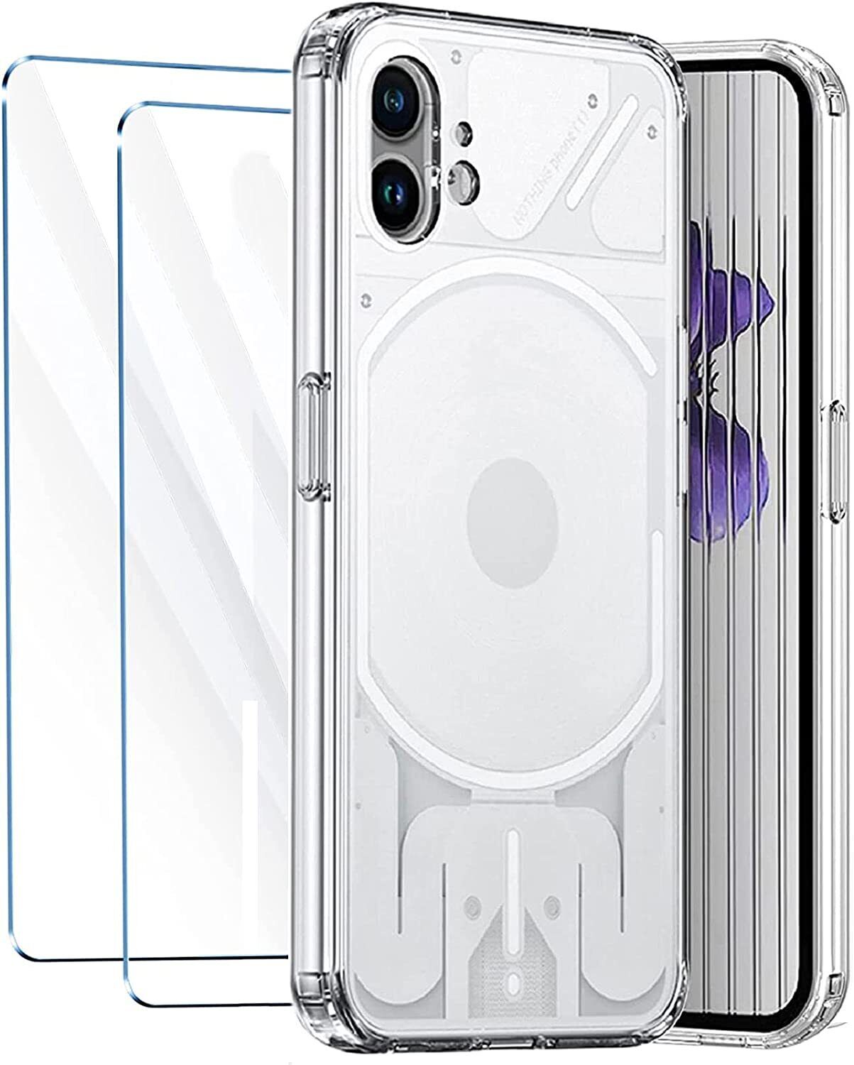 Nothing Phone (1) Case Clear Gel Cover & Glass Screen Protector ...