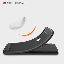 Motorola Moto G8 Plus Case Carbon Fibre Cover & Glass Screen Protector