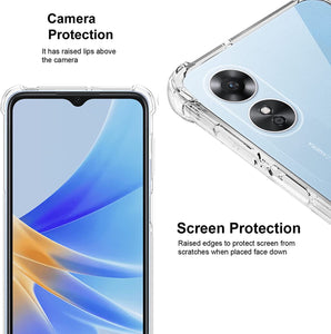 Oppo A17 Case, Clear Shockproof Phone Cover And Screen Protector