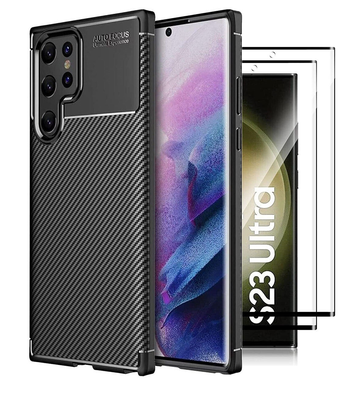 Phone Case Samsung Galaxy S23 Ultra Carbon Slim Cover & Screen Protector