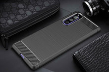 Sony Xperia 5 Case Carbon Fibre Cover & Glass Screen Protector