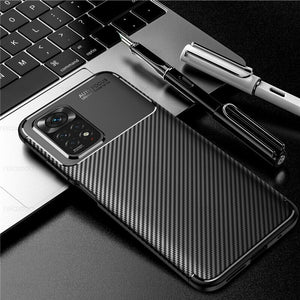 Xiaomi Redmi 10 Case Carbon Slim Cover & Glass Screen Protector