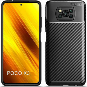 Xiaomi Poco X3 NFC Case Carbon Slim Cover & Glass Screen Protector