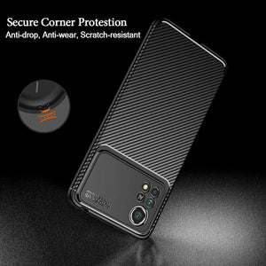 Xiaomi Poco X4 Pro 5G Case Carbon Slim Cover & Glass Screen Protector