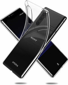 Sony Xperia 5 Case Clear Slim Gel Cover & Glass Screen Protector