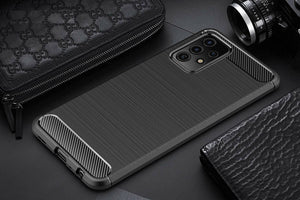 Samsung Galaxy A52s 5G Case Carbon Fibre Cover & Glass Screen Protector