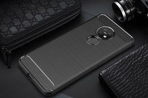 Nokia 6.2 Case Carbon Fibre Cover & Glass Screen Protector