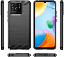Xiaomi Redmi 10C Case, Carbon Fibre Cover & Glass Screen Protector