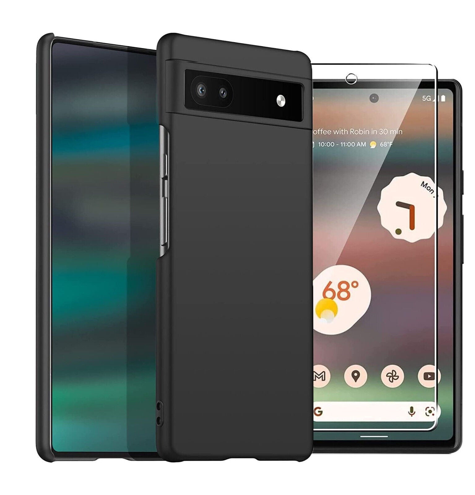 Google Pixel 6a 5G Case Slim Hard Cover & Glass Screen Protector