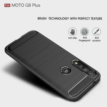 Motorola Moto G8 Plus Case Carbon Fibre Cover & Glass Screen Protector