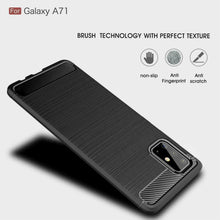 Samsung Galaxy A71 Case Carbon Fibre Cover & Glass Screen Protector