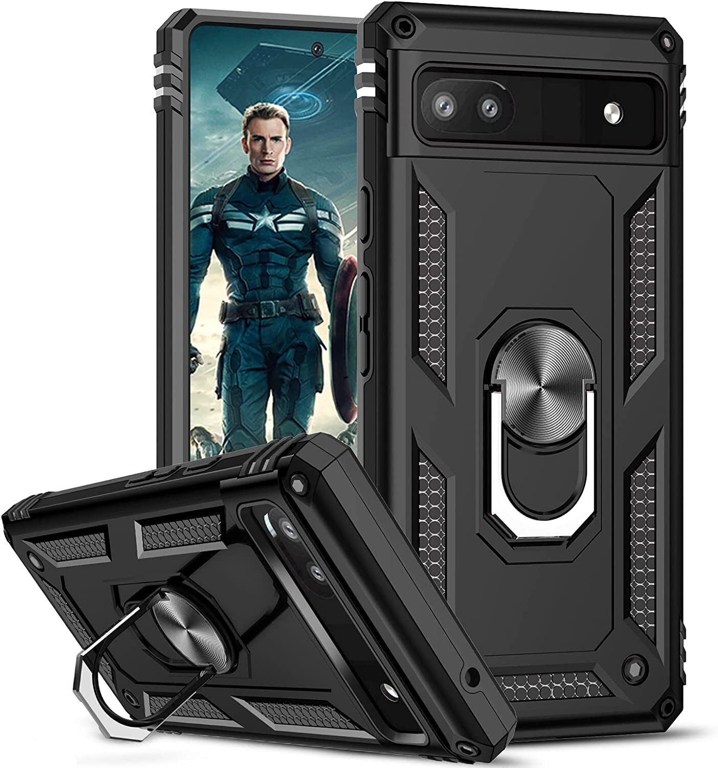Case Google Pixel 6a 5G Kickstand Shockproof Ring Cover