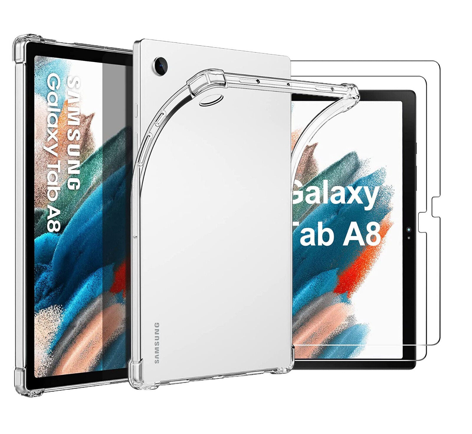 Samsung Galaxy Tab A8 Case Clear Shockproof Cover Glass Screen Protector