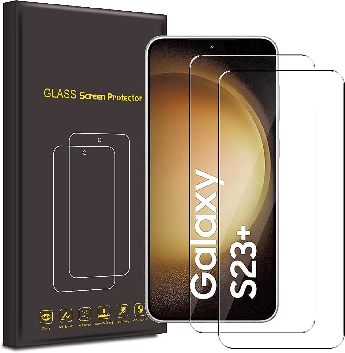 Samsung Galaxy S23+ Plus Case, Silicone Phone Cover & Glass Screen Protector