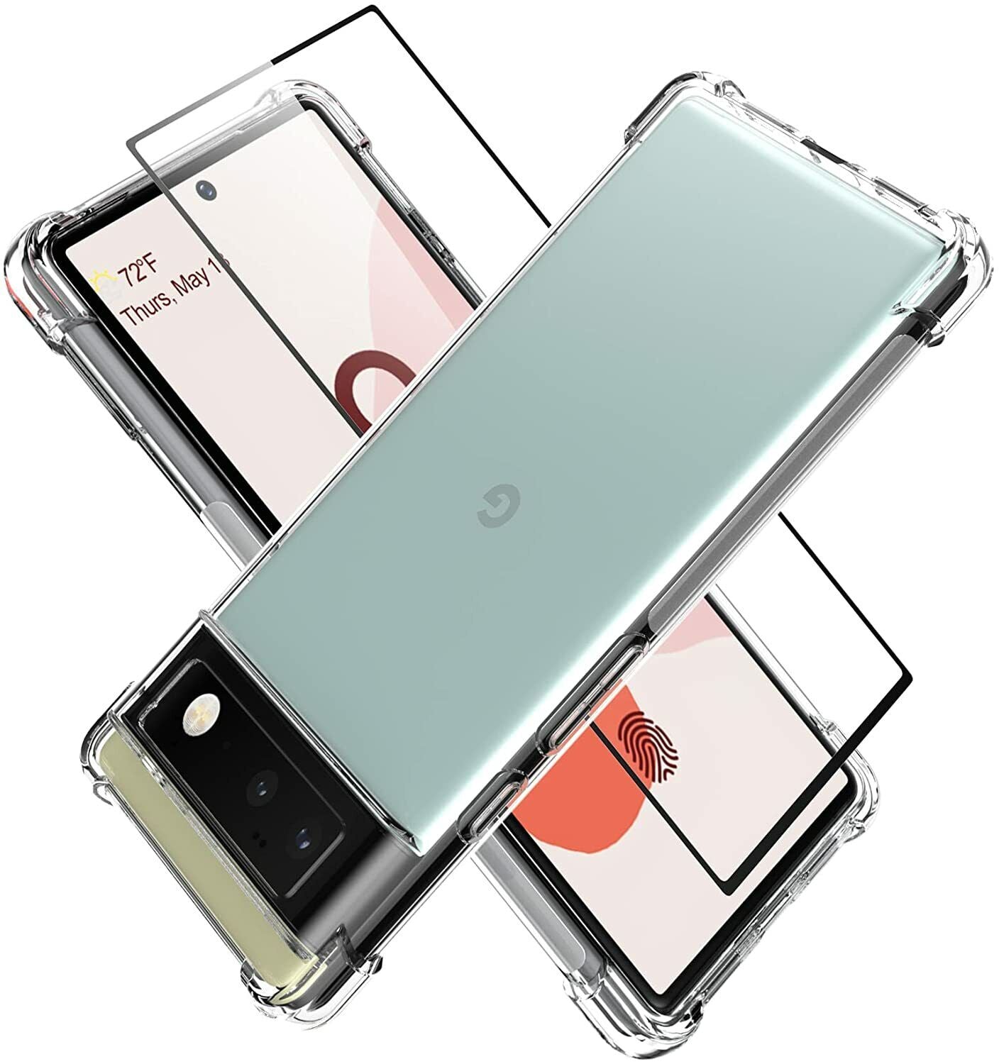 Google Pixel 6a 5G Case Clear Shockproof Cover & Glass Screen Protector