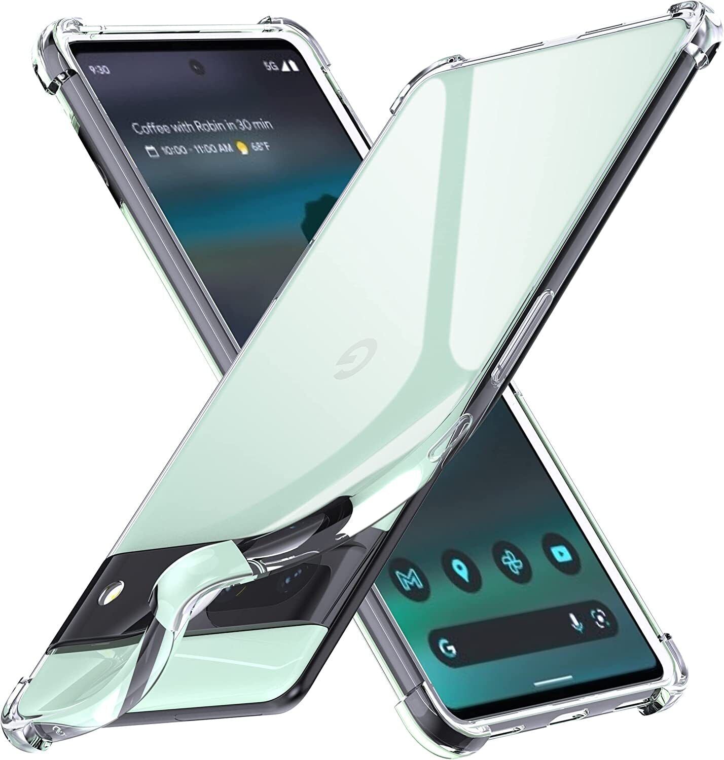 Google Pixel 6a 5G Case Clear Shockproof Cover & Glass Screen Protector