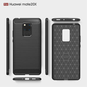 Huawei Mate 20 X (5G) Case Carbon Fibre Cover & Glass Screen Protector