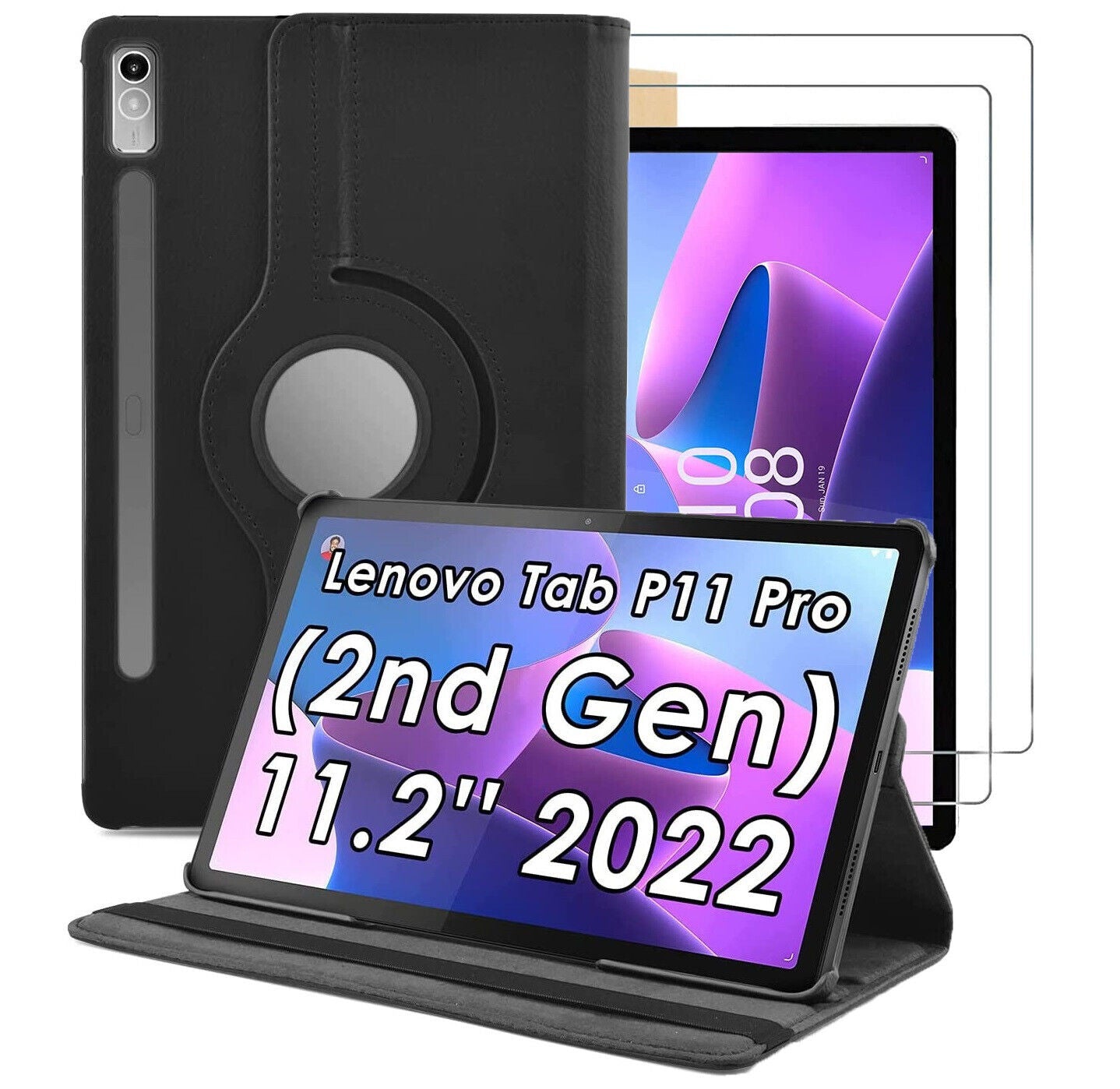 Lenovo Tab P11 Pro Gen 2 360 ° Rotating Case Stand Cover Glass Protector