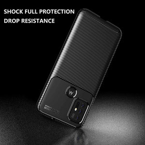Motorola Moto G20 Case Carbon Slim Cover & Glass Screen Protector
