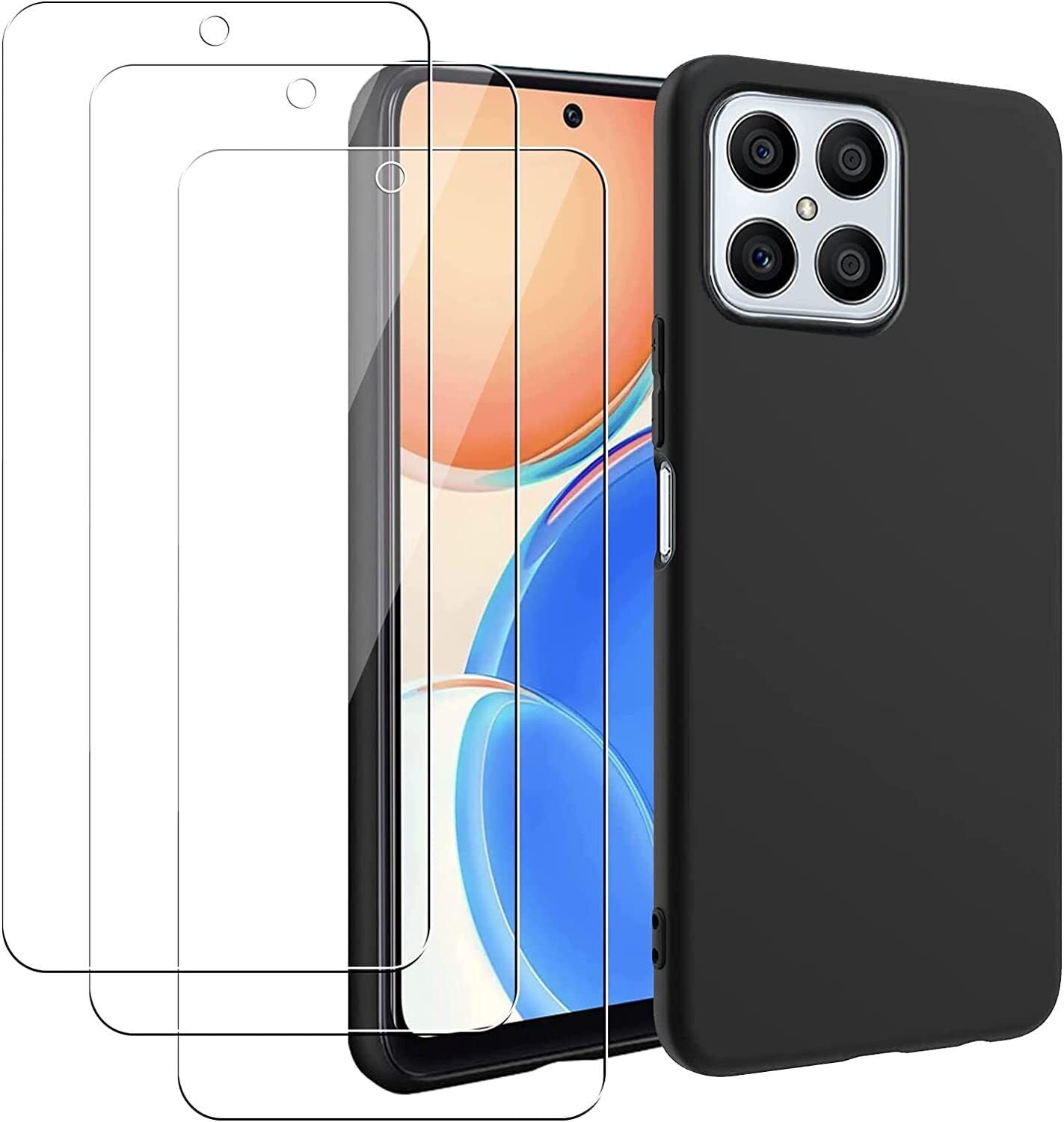 Honor X8 4G / 5G Case Slim Gel Cover - & Glass Screen Protector