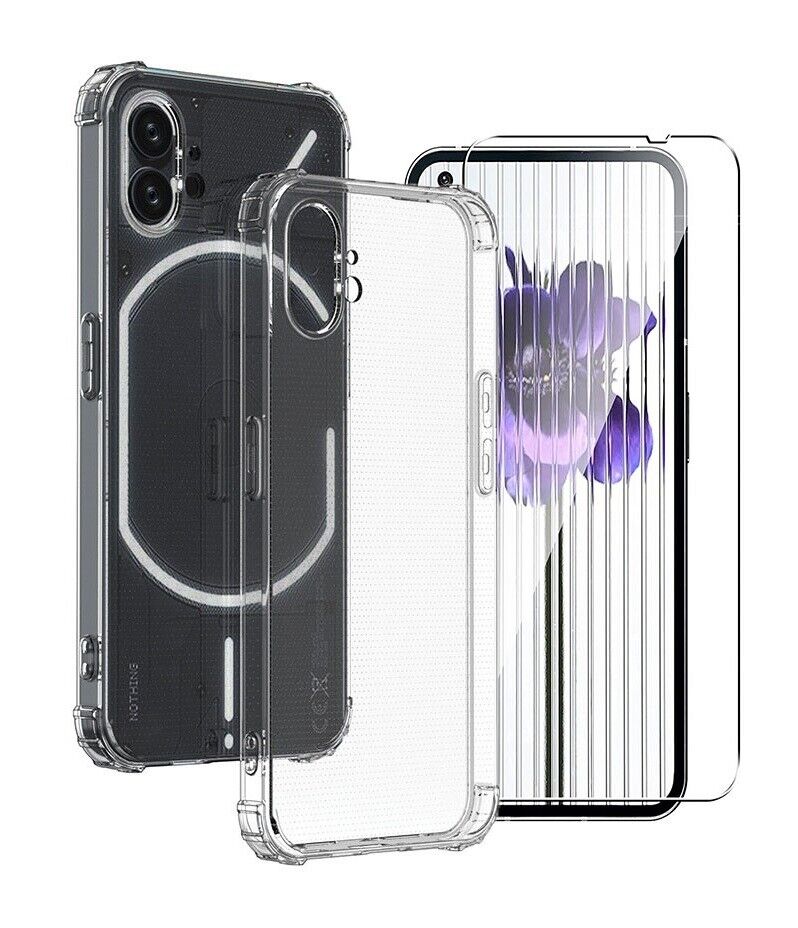 Nothing Phone (1) Case Clear Shockproof Cover & Glass Screen Protector ...