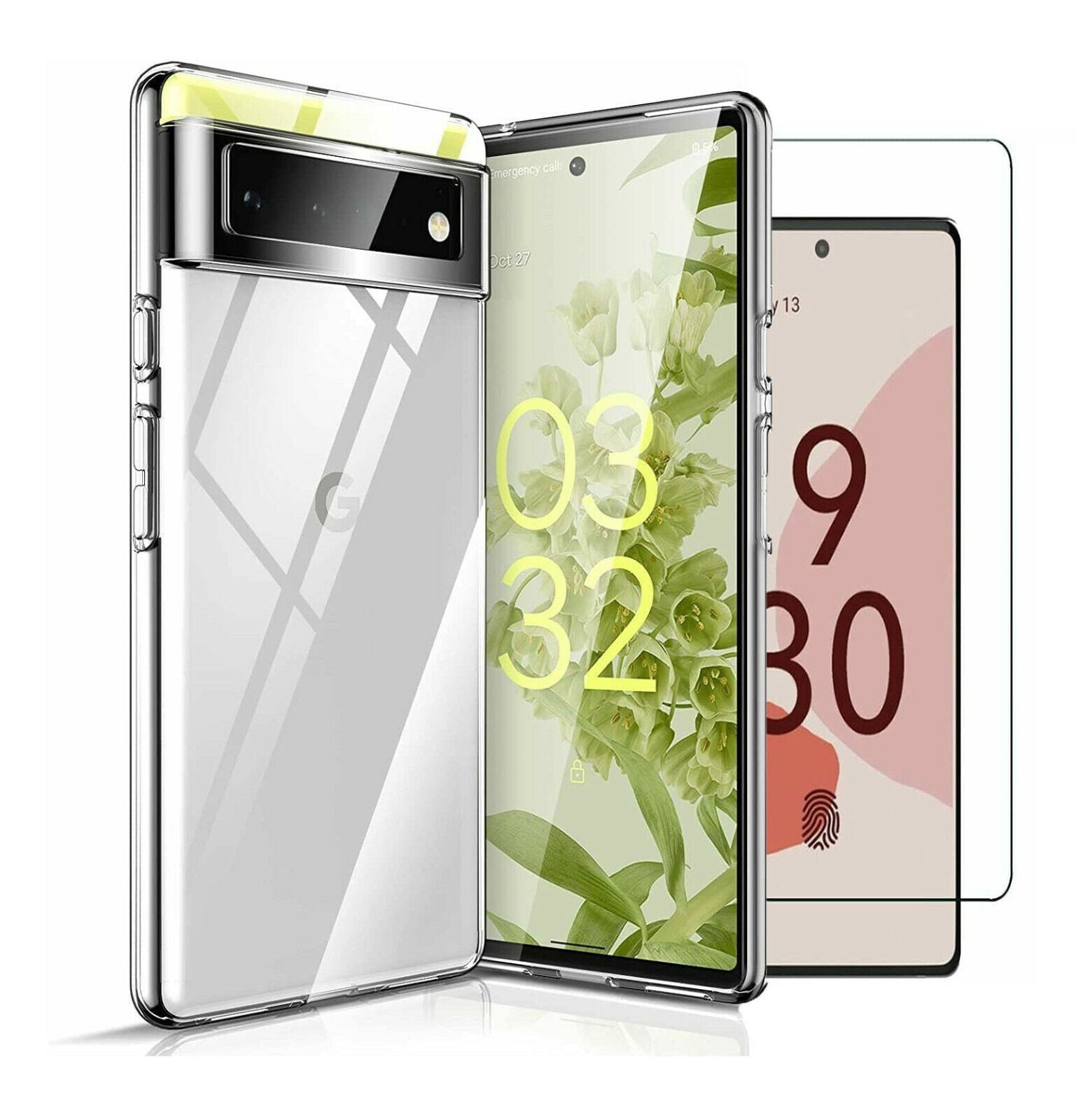 Google Pixel 6a 5G Case Clear Gel Cover & Glass Screen Protector
