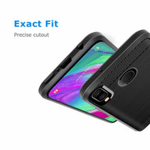 Samsung Galaxy A40 Case Carbon Fibre Cover & Glass Screen Protector