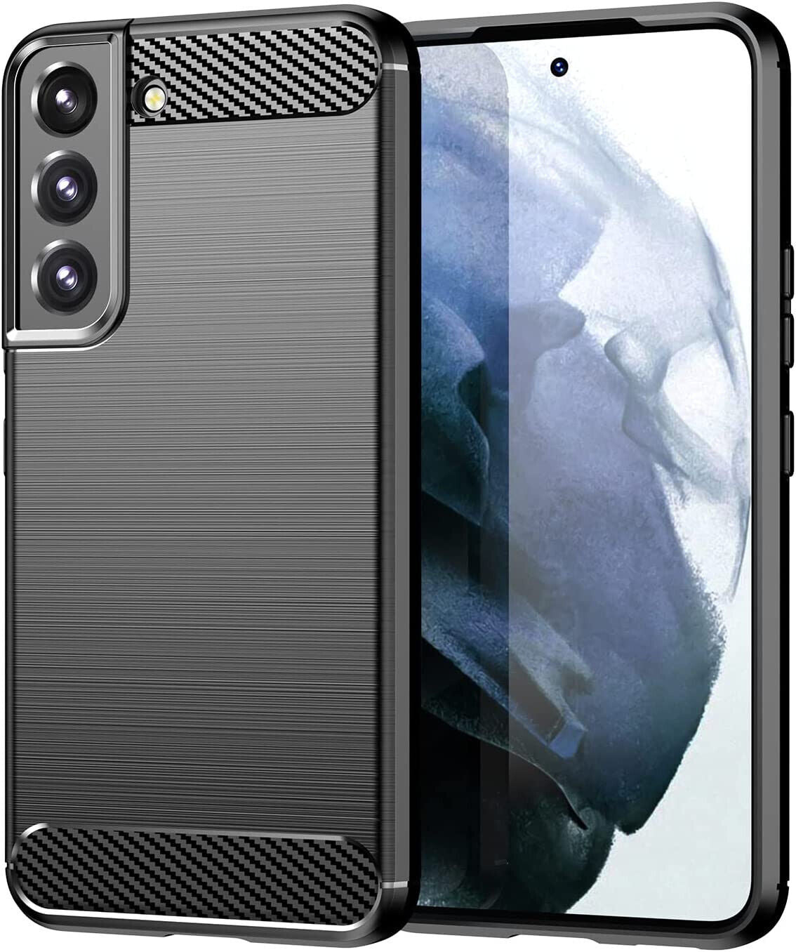 Samsung Galaxy S23 Case Carbon Fibre Phone Cover & Glass Screen Protector
